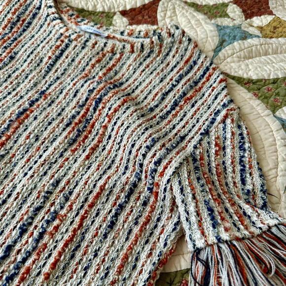 Zara fringe jacquard tweed dress white, orange, and navy striped mini dress - Picture 4 of 6